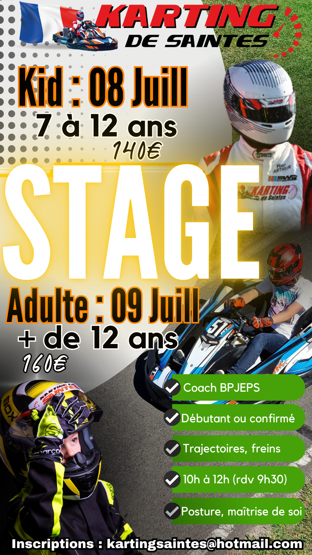 stage d été karting de saintes